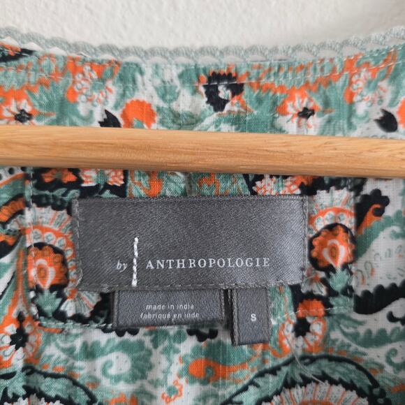 By Anthropologie Astrid Boho Paisley Floral Tunic Mini Dress-S Babydoll - Picture 5 of 10